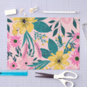  roze gele bloemen tissuepapier (Craft)