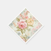 Roze Gele Bloemige Servetten (Hoek)