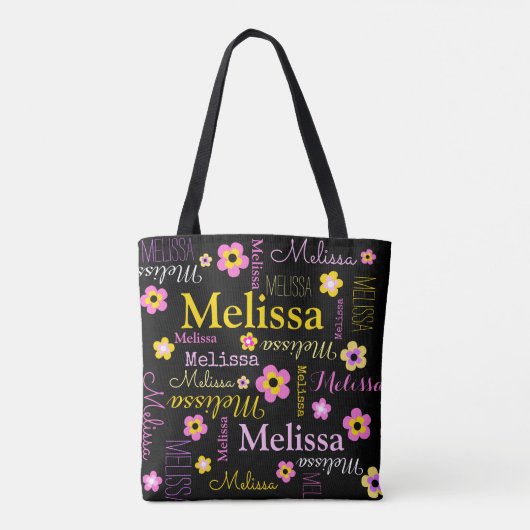 Roze gele bloemnaam Melissa canvas tas (Achterkant)