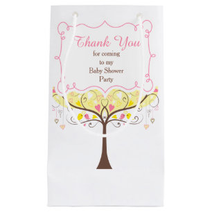 Roze & Gele Bloemvogel Baby shower Dank u Klein Cadeauzakje