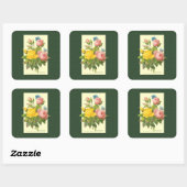 Roze gele  botanische Rozen ticker Vierkante Sticker (Vel)