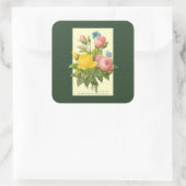 Roze gele  botanische Rozen ticker Vierkante Sticker (Tas)