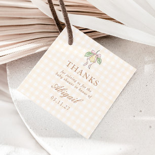 Roze & Gele Citroen Boog Baby Shower Favor Bedankjes Labels