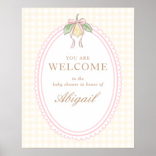 Roze & Gele Citroen Boog Baby Shower Welkom Bord Poster