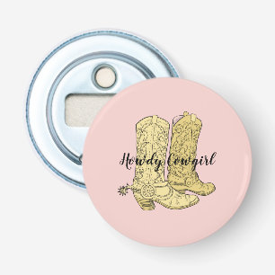 Roze Gele Cowgirl Laarzen Button Flesopener