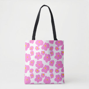 Roze gele daisy bloem moderne elegante patroon draagtas