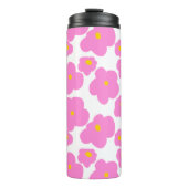 Roze gele daisy bloem moderne elegante patroon thermosbeker (Voorkant)