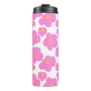 Roze gele daisy bloem moderne elegante patroon thermosbeker