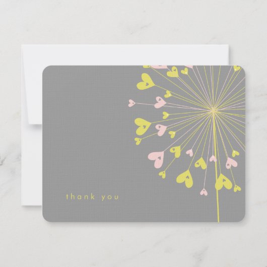 Roze Gele Dandelions Love Weddenschap Hartelijk da Bedankkaart (Achterkant)