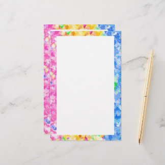 Roze, Gele en Blauwe Bloemen Briefpapier
