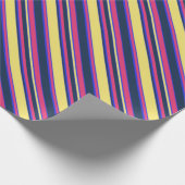 Roze, gele en blauwe strepen cadeaupapier (Hoek)