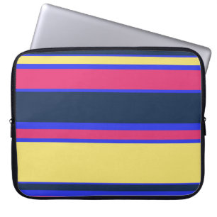 Roze, gele en blauwe strepen laptop sleeve