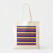Roze, gele en blauwe strepen tote bag (Voorkant)