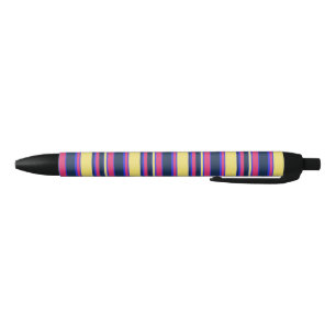 Roze, gele en blauwe strepen zwarte inkt pen