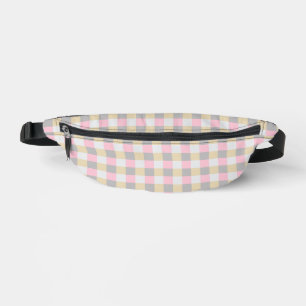 Roze, gele en grijze gingham heuptasje