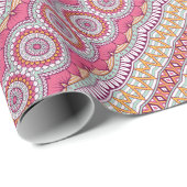 Roze gele en witte cirkel Mandala Verpakking Cadeaupapier (Rol Hoek)