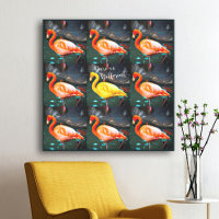 Roze gele Flamingo Bird Photo Pattern Dare Quote