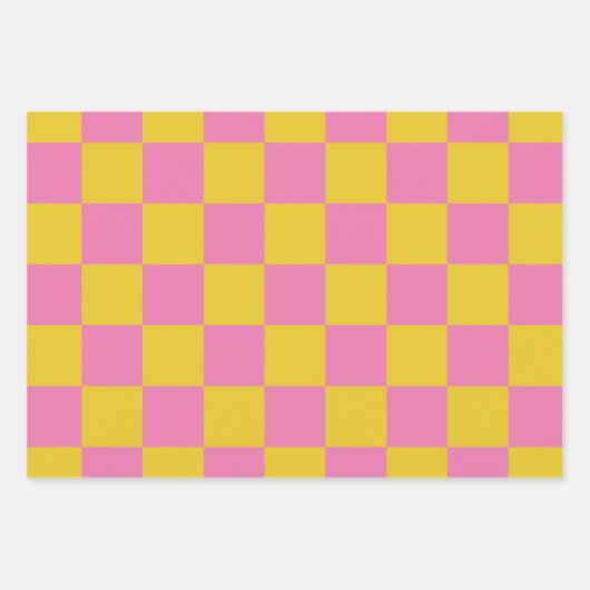 Roze gele gebarsten patroon inpakpapier vel (Voorkant 2)