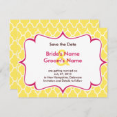 Roze & Gele Gebogen Save the Date Uitnodigingen (Voorkant / Achterkant)