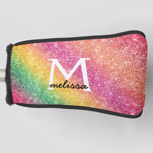 Roze gele glitter Girly Golfheadcover (Voorkant)