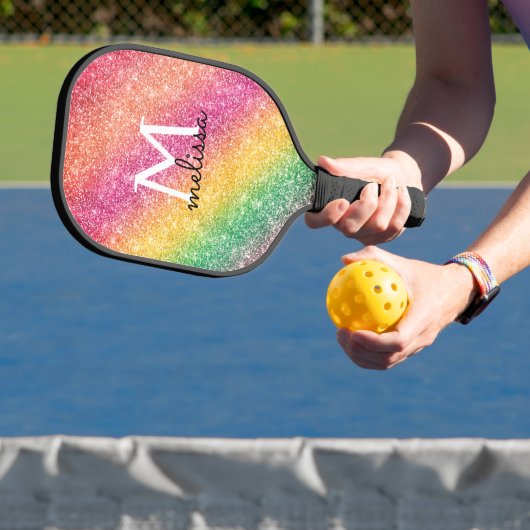 Roze gele glitter Sparkle Pickleball Paddle (Insitu)