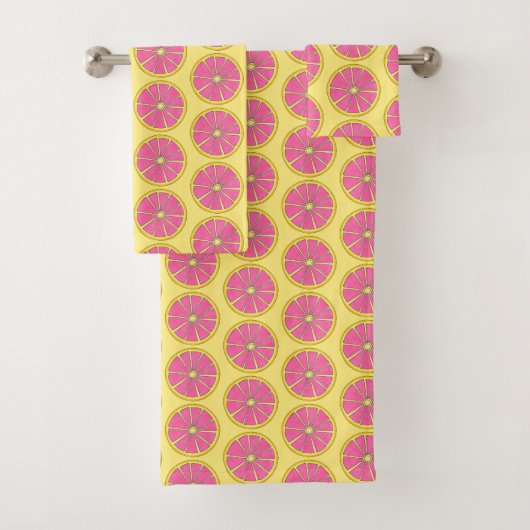 Roze gele grapefruits Citrus Tropical Grappical Fr Bad Handdoek (Insitu)