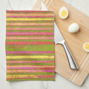 Roze gele groene Stripe Kitchen Towel Theedoek