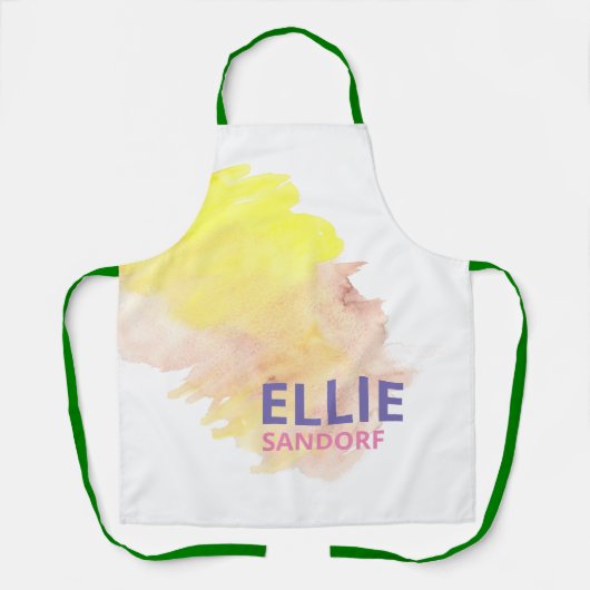 Roze Gele Grunge Aangepaste Naam Chef Baker Schort (Voorkant)