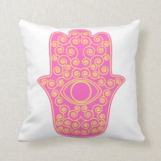 Roze gele hamsa-hand van de hand van Fatima.pn Kussen