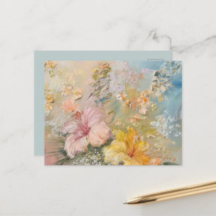 Roze Gele Hibiscus Tropische Bloemen Briefkaart