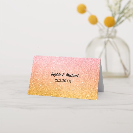 Roze Gele Huwelijk Glitter Sparkle (Achterkant)