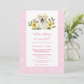 Roze gele labrador Dog Baby shower Kaart (Staand voorkant)