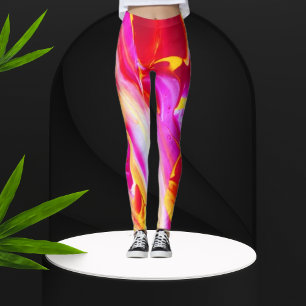 Roze Gele Leggings Vet Levendig Stijlvol Comfort