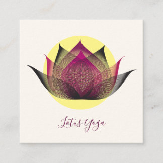Roze Gele Lotus Bloem Kunst Elegante Unieke Yoga Vierkante Visitekaartje