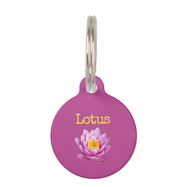 Roze gele lotus huisdierpenning (Voorkant)