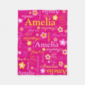 Roze gele meisjes naam Amelia bloem deken (Voorkant)