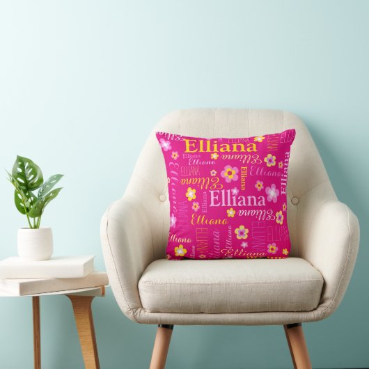 Roze gele meisjes naam Elliana Kussen (Stoel)
