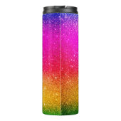 Roze gele monogram regenboog Sparkle Thermosbeker (Achterkant)