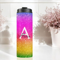 Roze gele monogram regenboog Sparkle