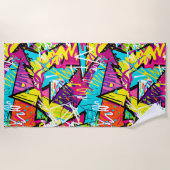 Roze gele Oranje graffiti Strandlaken (Voorkant)