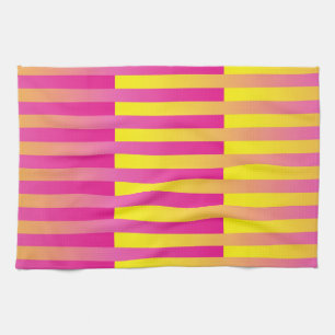 Roze gele Oranje strips Theedoek