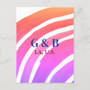 Roze gele regenboog voeg paar naam plaats stad wed briefkaart