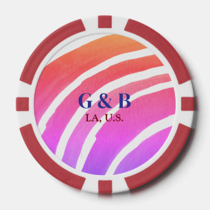 Roze gele regenboog voeg paar naam plaats stad wed poker chips