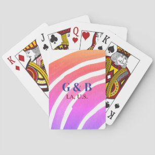 Roze gele regenboog voeg paar naam plaats stad wed pokerkaarten