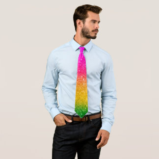 Roze gele regenboogpride Glitter Stropdas