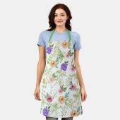 Roze gele roze Paarse Floral Greenery Schort (Gedragen)