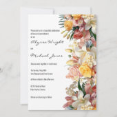 Roze gele rozen lelies orchideeën bloemenbruiloft kaart (Voorkant)