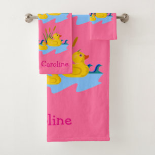 Roze gele Rubber Ducky Animals Girl Baby shower Bad Handdoek