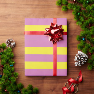 Roze Gele Strepen Cadeaupapier