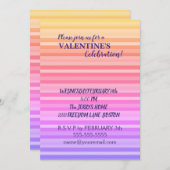 Roze Gele Strepen Valentijn Invitation Kaart (Voorkant / Achterkant)